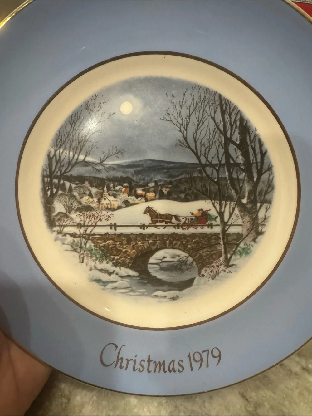 Vintage 1979 Avon Christmas Plate Dashing Through the Snow Enoch Wedgwood